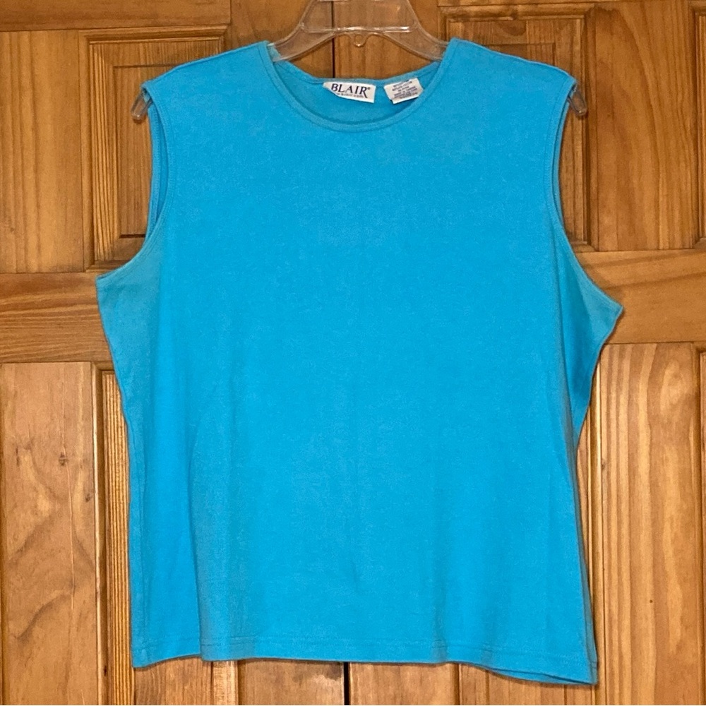 EUC Blair Vintage 90s Top Sleeveless Blouse Blue Size L Large